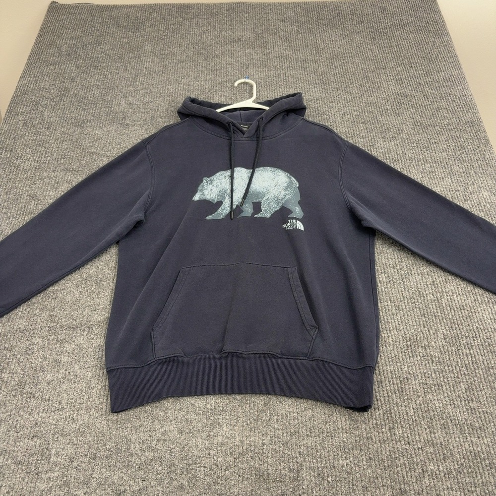 The North Face Hoodie Mens M Navy Blue Cotton‎ Blend Bear Graphic Gorpcore Style